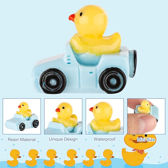 30pcs Duck in a Car Miniature, Resin Mini Ducks Car Dashboard Decor Mini Car Ducks Miniature Garden Decor for Home Garden Car Office Decor(Blue)
