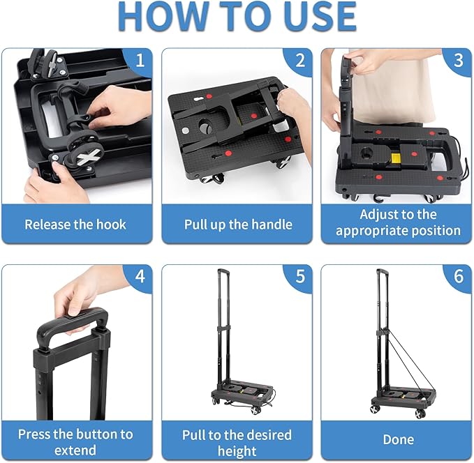 Car Seat Travel Cart for Airport, Car Seat Dolly Carseat Roller Foldable Car Seat Carrier Dolly with Blue Straps Trolley Luggage Cart for Transport (Black)