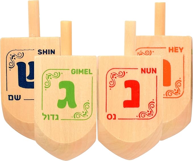 Izzy 'n' Dizzy Hanukkah Wooden Dreidel (Pack of 10) - Medium