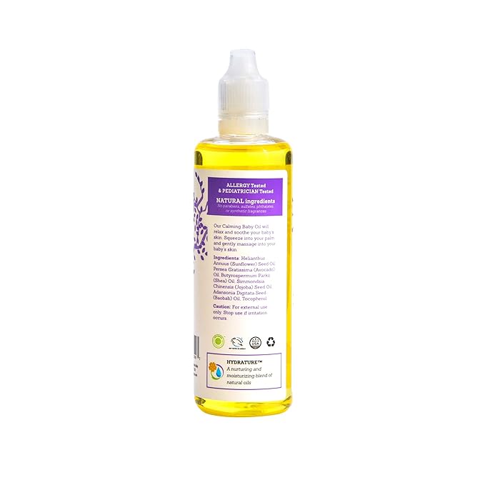 Natural Baby Oil, EWG VERIFIED for Safety, Contains Hydrature for Added Moisturization, 3.4 oz.