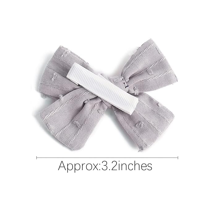 3.2'' Girls Grey Linen Hair Bows Clips - Alligator Clips Hair Accessories for Little Girls, Toddlers, Kids, and Teens
