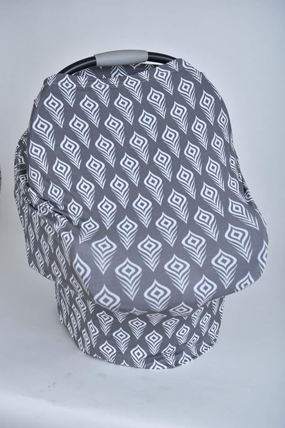 Wendy Bellissimo Multipurpose Shopping Cart and Highchair Cover, Nursing Cover, can be Used as Scarf, Infant Car Seat Cover, Feather Printing