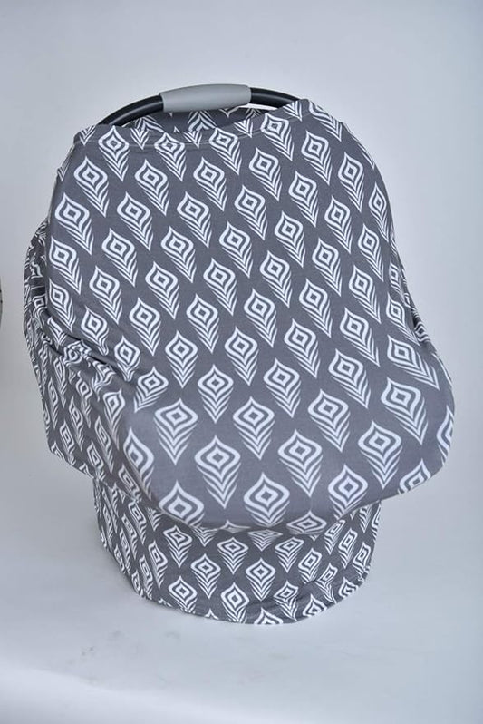 Wendy Bellissimo Multipurpose Shopping Cart and Highchair Cover, Nursing Cover, can be Used as Scarf, Infant Car Seat Cover, Feather Printing