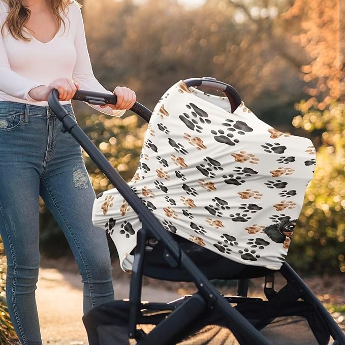 AFPANQZ Dachshund Dog Paw Baby Car Seat Cover Stretchy for Baby Girls Nursing Breastfeeding Covers Shopping Cart High Chair Stroller Covers Infinity Scarf Sunshade Car Seat Canopies