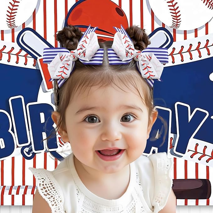 YanJie 2pcs 4'' Baseball Bow Baby Girl Hair Clips with Stripes Softball Grosgrain Ribbon Alligator Clips for Toddler Teen Girls Hair Accessories