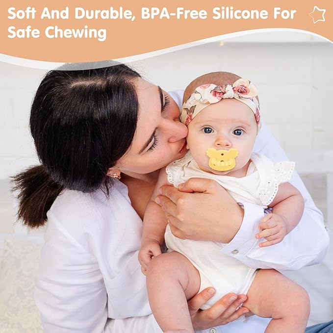 Silicone Teether Pacifier – Massaging Bumps Infant Teething Relief Pacifier, Food-Grade Teething Toys for Dishwasher Safe, Easy to Hold Baby Pacifier Soothes Sore Gums, BPA Free 【6 Pack】