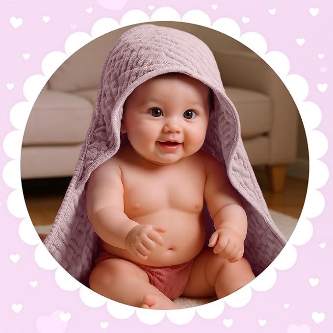 Peryiter 4 Pcs Muslin Hooded Baby Towels, 32"x 32" Cotton Newborn Bath Towel Muslin Infant Baby Blankets Absorbent Unisex Newborn Registry Gift Essentials for Girls Boys (Boho Colors)
