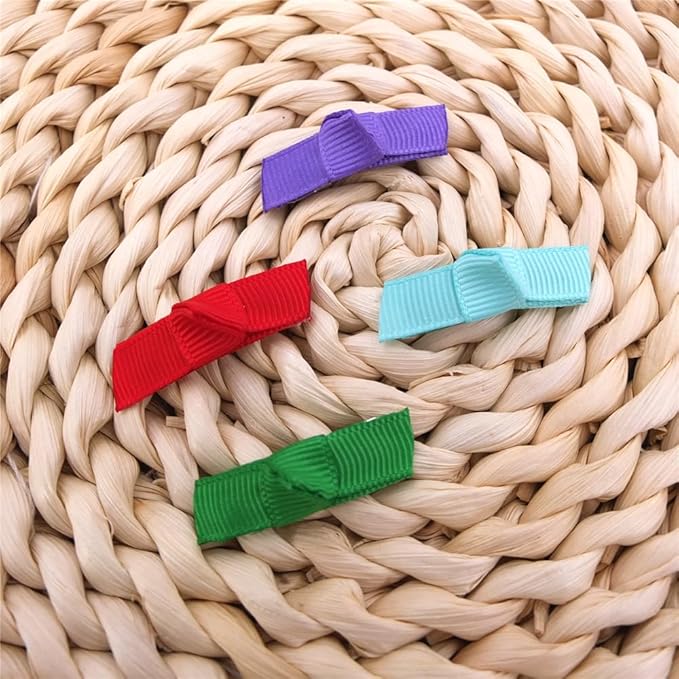 Boutique Baby Hair Clips Toddler Tiny Hair Bow Snap Clips in Fringe Bangs Fine Hair Accessories Infant Baby Girls Kids Hairbow (Bitty Bow 24 Pcs)