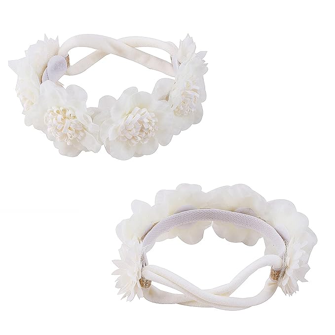 Flower Headband for Baby Girl Elastic Baby Floral Headbands Crown Hairbands Hair Accessories for Newborn Infant Toddlers Kids 3pcs/set