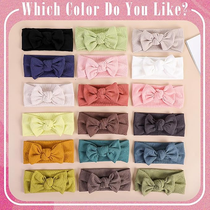 Ulico 2 Pack Personalized Embroidered Headbands with Bow for Custom Named Baby Girls and Newborns