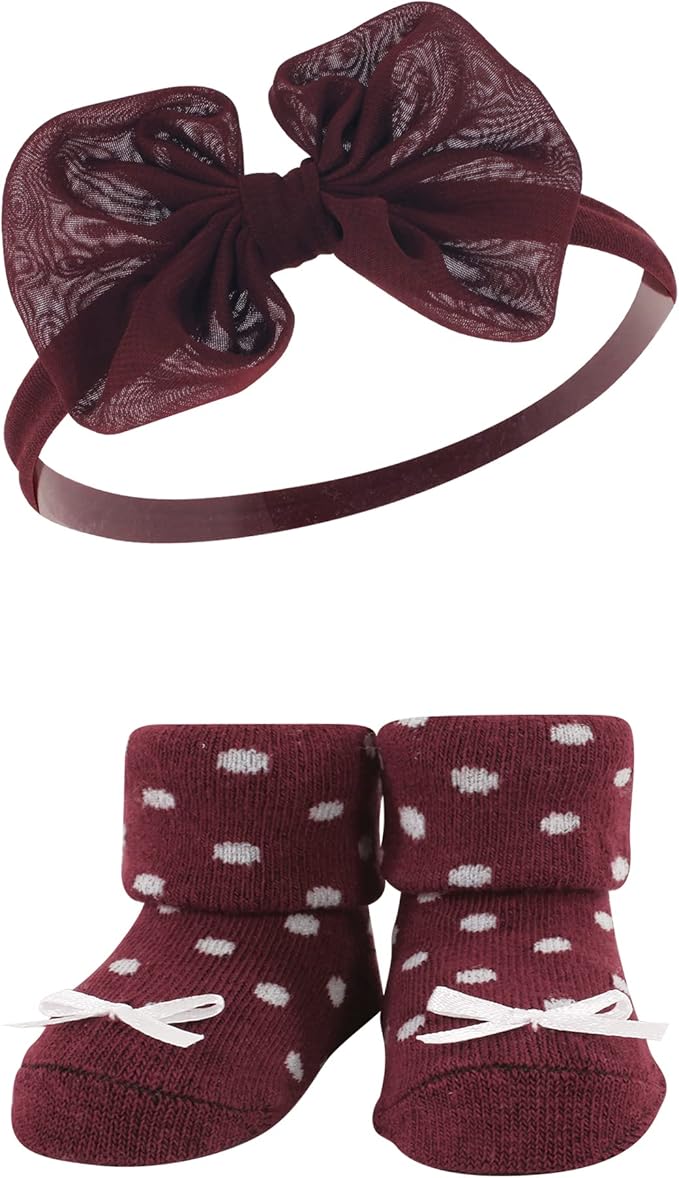 Hudson Baby Girl's Headband and Socks Giftset