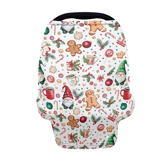 AFPANQZ Christmas Day Stretchy Baby Car Seat Covers Nursing Breastfeeding Cover Breathable Multiuse Infant Carseat Canopy Stroller Cover Scarf All Seasons
