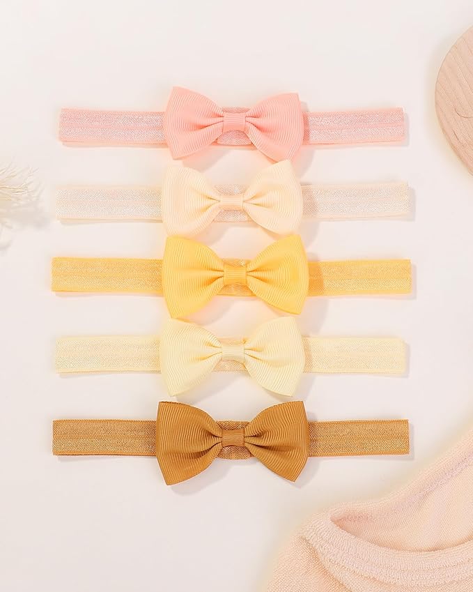 jollybows 40pcs Baby Girls Bows Headbands Elastic Hairband Ribbon Bow Hair Accessories for Newborns Infants Toddlers and Kids