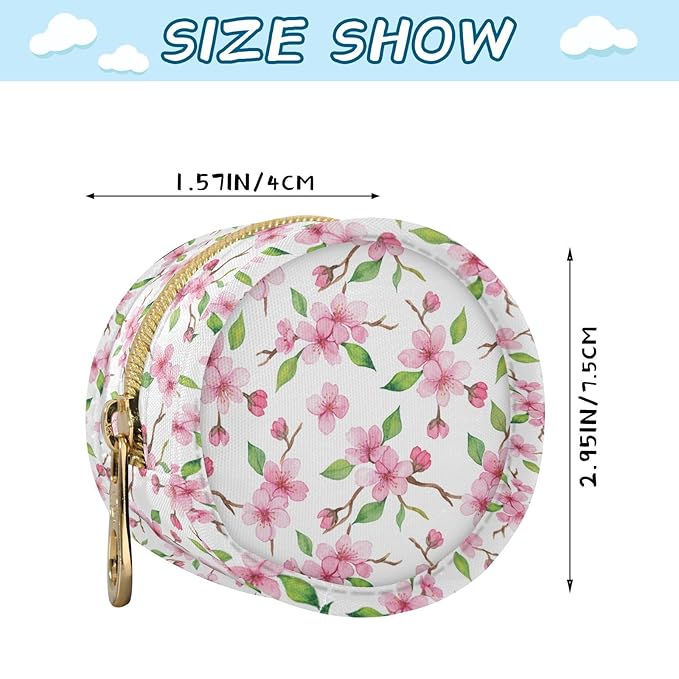 Pink Flower Leaves White Print Pacifier Holder Case for Diaper Bag Portable Travel Pacifier Storage Case with Clip Newborn Baby Pouch for Baby Boys Girls Purse Outdoor