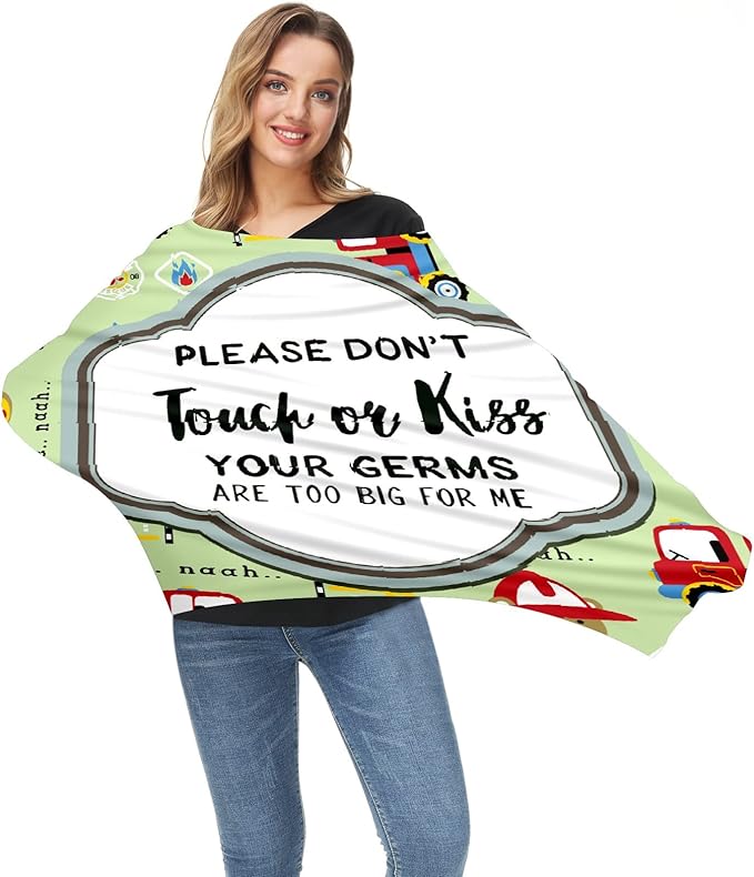Baby Car Seat Stroller Cover - Don't Touch Car New Mom Nursing Breastfeeding Scarf - Soft Breathable Stretchy Coverage Carseat Canopy for Boys and Girls
