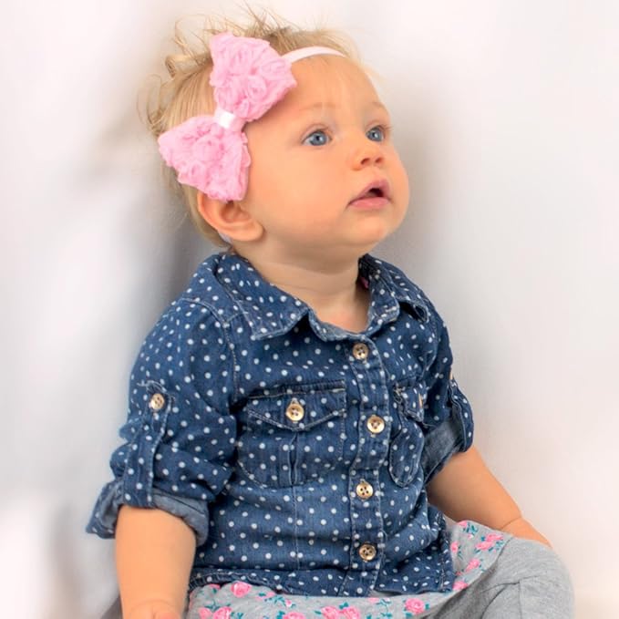 My Lello 2 Pack Infant Baby Mixed Colors Fabric Rose Bow Headbands