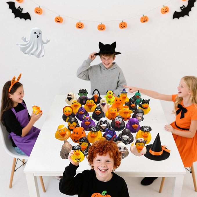 36 PCS Halloween Rubber Ducks in Bulk, Halloween Ducks for Jeep Ducking - Assorted 2" Halloween Themed Duckies | Kids Party Favors, Trick or Treat Gifts, Gift Exchange, Cruise Ducks,Bath Toys