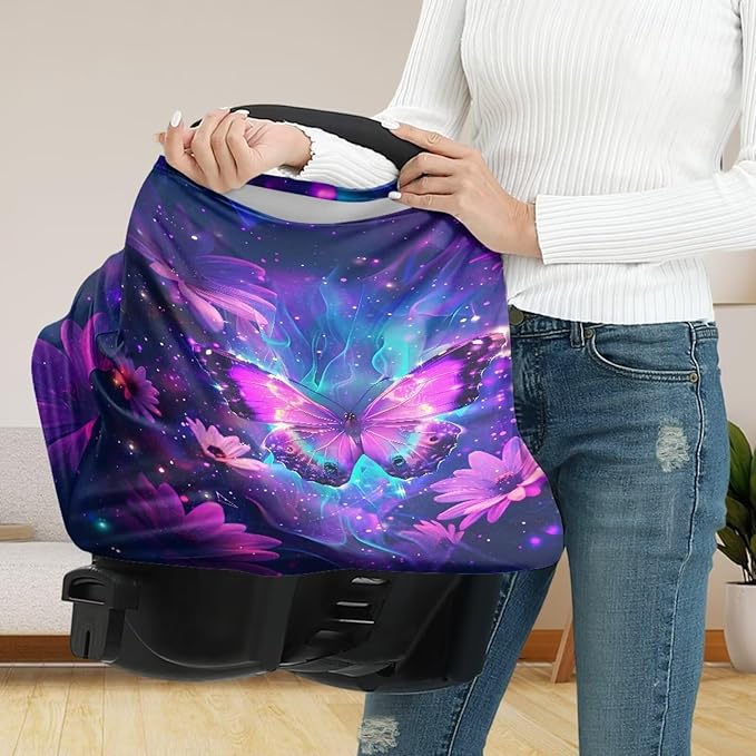 Galaxy Butterfly Nursing Cover for Baby Infant, Carseat Canopy, Soft Breastfeeding Covers Baby Nursing Cover Easy to Install