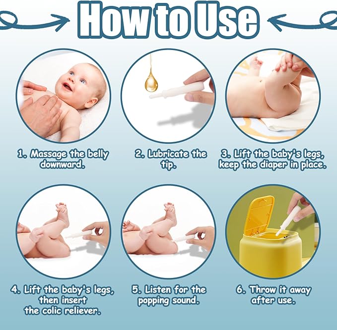 PNSHOL 20 Count Gas and Colic Reliever for Babies, Infant Gas Colic Relief Passer Flatulence Stick, Instant Constipation Relief for Newborns Toddlers Boys Girls