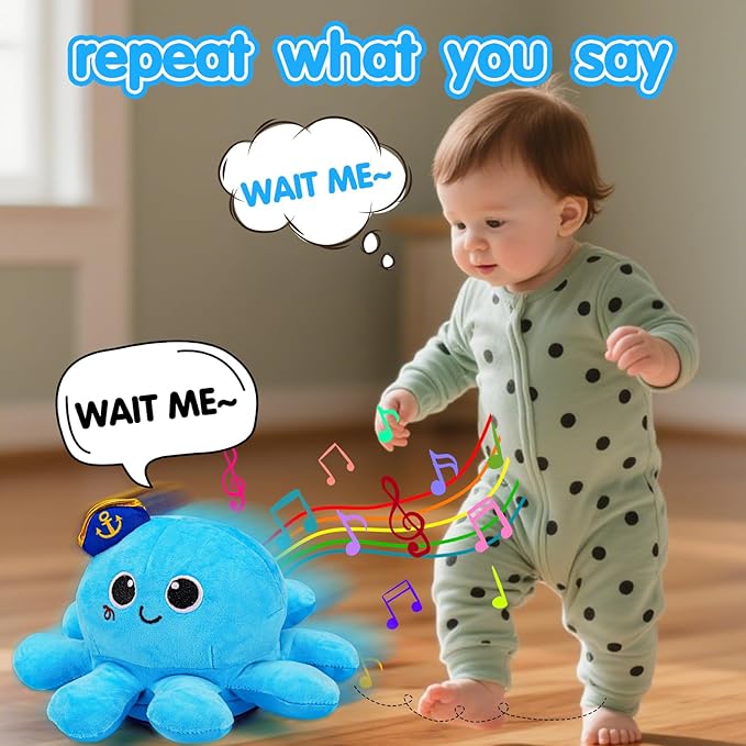 Tsomtto Baby Toys 6-12 Months Musical Plush Octopus Crawling Walking Toys Light up Voice Control Dancing Infant Toy 0-6 7 8 9 10 12-18 Month 1 2 Year Old Boys Girls Tummy Time Birthday Gifts