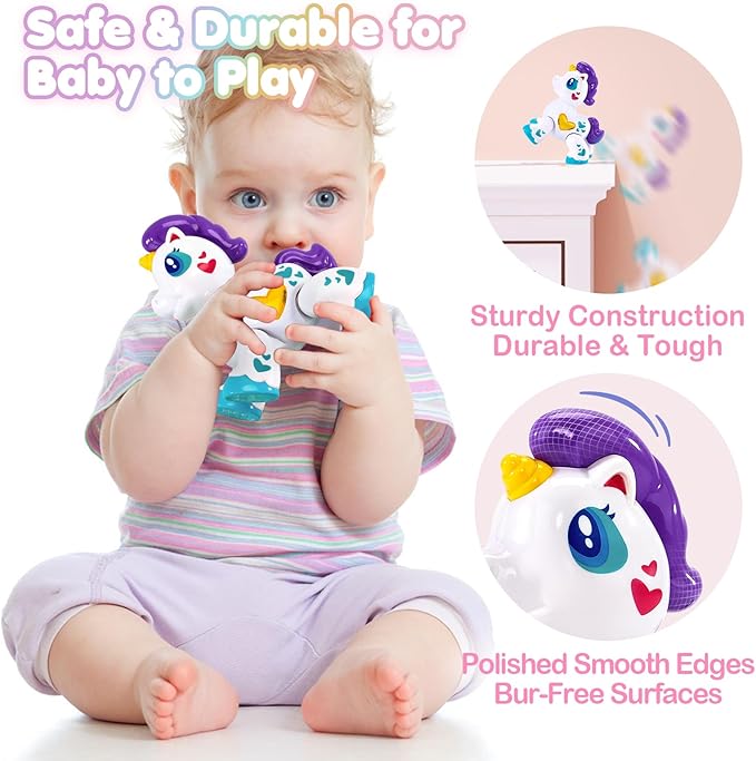 hahaland Toys for 1 Year Old Girl Toddler Girl Toys Unicorn Musical Light up Baby Girls, Interactive Travel One Year Old Baby Girl Birthday Gifts