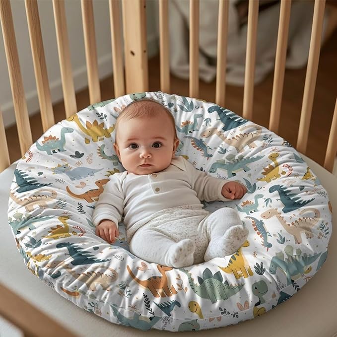 Multi Dinosaur Newborn Lounger Pillow Cover Strechy Newborn Lounger Cover, Removable and Ultra Soft Sung Fitted Baby Lounger Slipcover Protector Baby Essentials