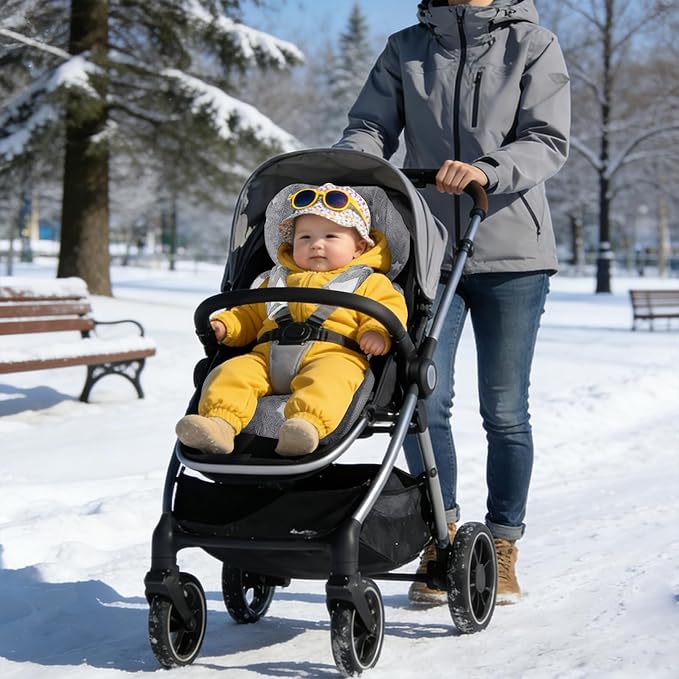 Infant Car Seat Insert Boys Girls, Soft Flannel Baby Head Support & 2 Strap Pads, Preemie Newborn Carseat Cushion Reversible & All Season for Stroller, Baby Swing, Rocker, Bassinets, Bouncer Gray Star