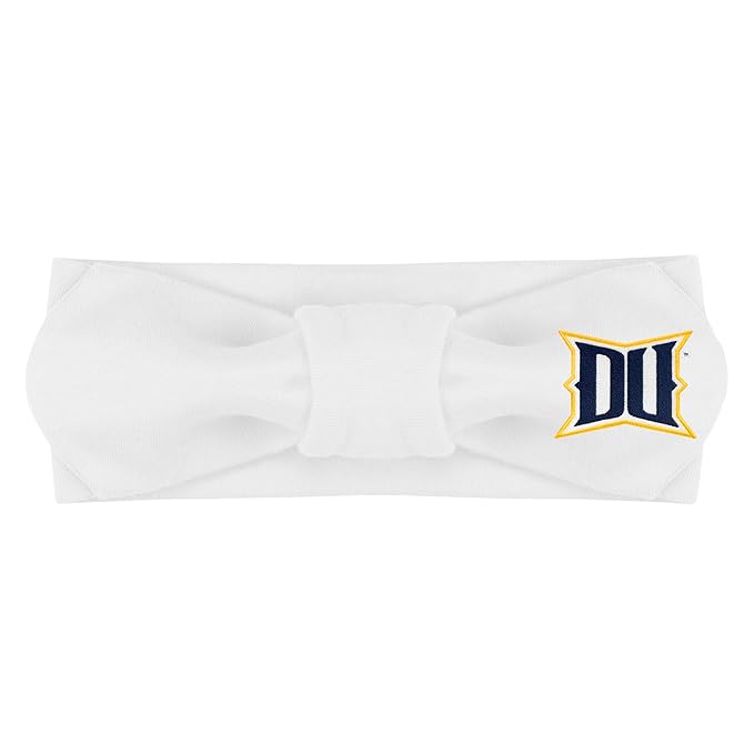 Creative Knitwear Drexel Dragons Infant Girls White Solid Hair Knot Headband Embroidered Logo - Size Newborn - 4T
