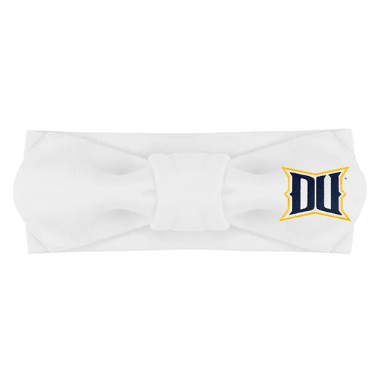 Creative Knitwear Drexel Dragons Infant Girls White Solid Hair Knot Headband Embroidered Logo - Size Newborn - 4T