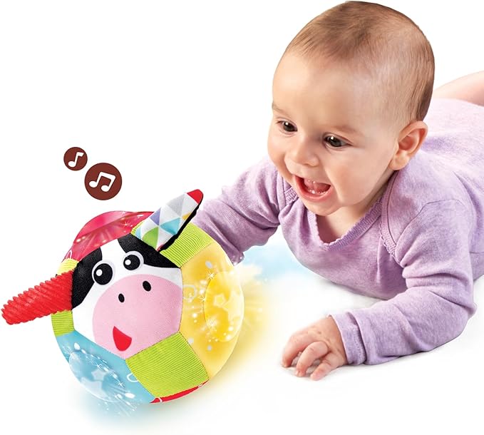 Yookidoo Baby Lights N' Music Friends Ball A Soft Newborn Musical Ball Toy with Flashing Stars and Three Friendly Farm Animals. Ideal for Floor Play, Stroller Or Crib.