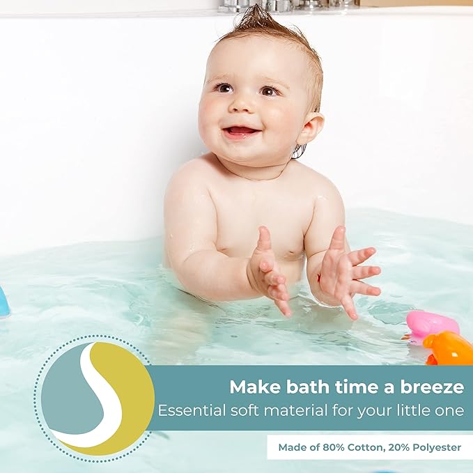 Spasilk Bath Hooded Towels & Washcloths Set for Babies, 2 Hooded Terry Bath Towels & 2 Washcloths, Blue Whale