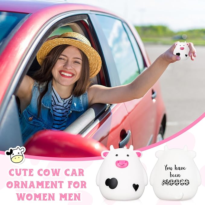 Cholemy 50 Set Moo Cows Mini Cute Rubber Cow Graduation Car Gift Bulk You Have Been Mooed Funny for Game Figurines Car Interior Accessories Gift for SUV Women Men