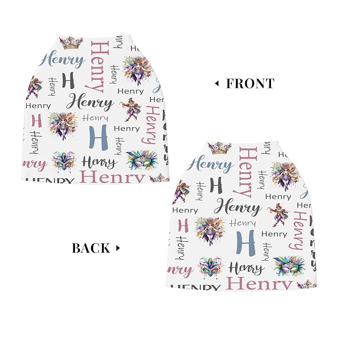 Personalized Car Seat Covers with Name, Crown Baby Canopy Carrier Cover, Breathable Breastfeeding Nursing Cover, Stretchy Multi-Use Infant Carseat Stroller Cover