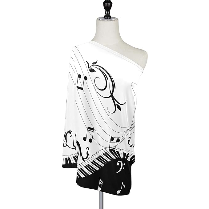 Music Note Piano Keyboard Floral Branch Musical Symbol Stretchy Baby Car Seat Cover Infant Canopy Nursing Covers Breastfeeding Cover Breathable Windproof Winter Scarf for Boys Girls