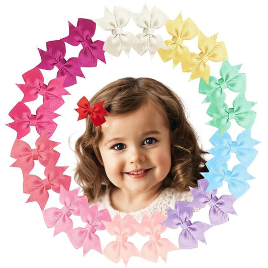 Baby Hair Clips, 20PCS 2" Fully Lined Hair Bows for Girls, Toddler Hair Accessories, Alligator Hair Clips for Girls Toddlers Baby Kids Teens (10 Colors in Pairs）