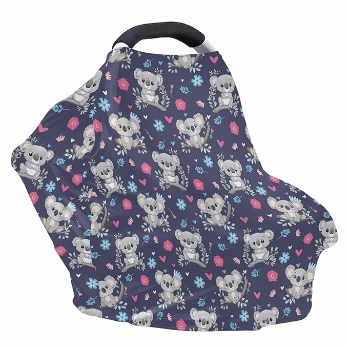 Koala Car Seat Canopy Breastfeeding Cover Multi Use Baby Stroller and Carseat Cover, Breastfeeding Covers, Boys and Girls Shower Gifts