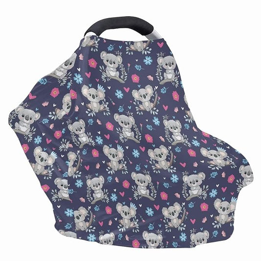 Koala Car Seat Canopy Breastfeeding Cover Multi Use Baby Stroller and Carseat Cover, Breastfeeding Covers, Boys and Girls Shower Gifts