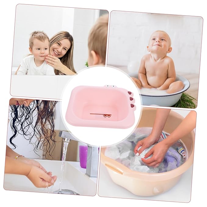 Abaodam Portable Wash Basin for Boy Girl and Spacious PP Material Tub with Smooth Rounded Edges Safe and Supply in Pink for Household Use
