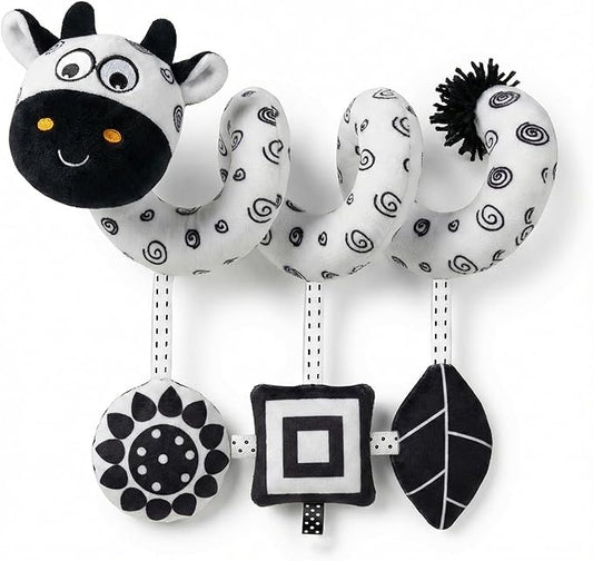 Car Seat Toys – Baby Toys 0-6-12 Months High Contrast Black & White Spiral Car Seat Toy, Carseat Toys Hanging for Newborn Toys, Stroller Toys, Baby Stroller Toy, Infant Toys, Crib Toys Hanging