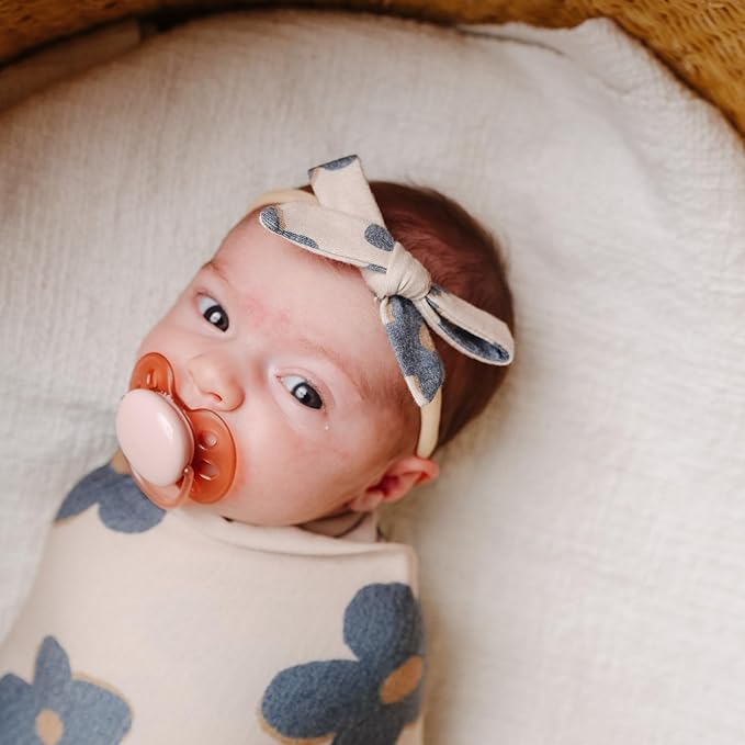 Copper Pearl Ribbon Baby Bow Gemma in Tan
