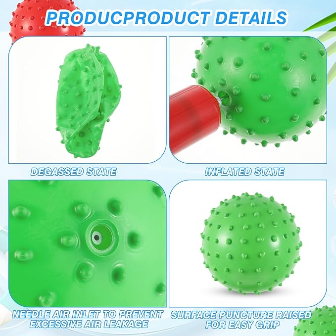 Junkin 100 Pack Knobby Balls Bulk 5.5" Soft Bouncy Ball Bulk for Toddlers Sensory Toy with Air Pump Plastic Inflatable Spiky Massage Stress Fidget Toy for Playground School Party Play
