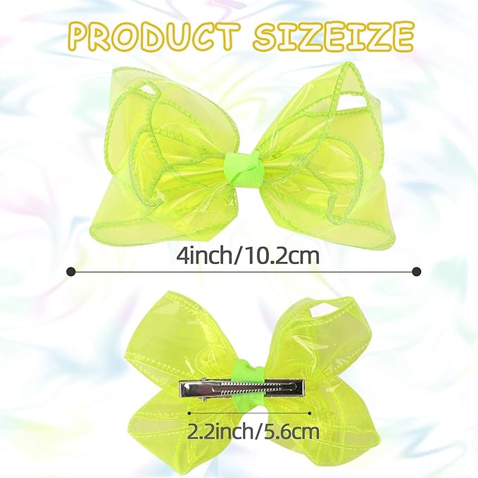 Waterproof Jelly Hair Bows, Multi-colored PVC Summer Swim Pool Bow Clips Transparent Hair Accessories for Girls Toddler Infants Kids Teens Children (Swim Pool Bows, 4inch)