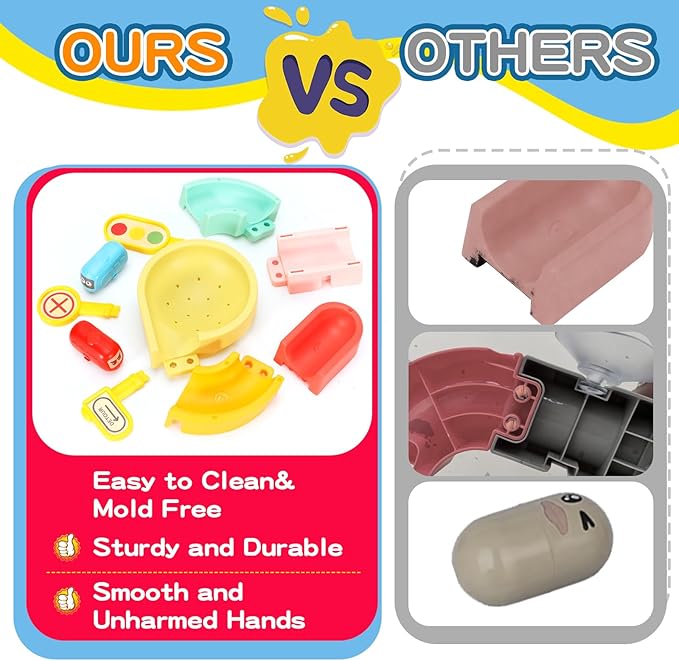 Kids Bath Toys for Kids Ages 4-8 3-5 with Magnetic Car Bath Toys Mold Free & DIY Slides Tracks Bathtub Shower Toys Birthday Gifts for Toddlers 2-4 5 6 7 8 Year Old Boys Girls (47 PCS)