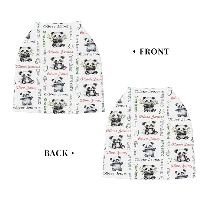Personalized Car Seat Covers for Babies with Name – Multi-use Breastfeeding Cover Custom Panda Carseat Canopy Cover, Infant Stroller Covers for Boys and Girls