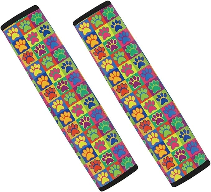 Dog Paw Prints Seat Belt Cover Pad for Kids 2 Pack Shoulder Pads for Car Seat Straps Car Interior Accessories Seatbelt Covers Compatible with Most Car