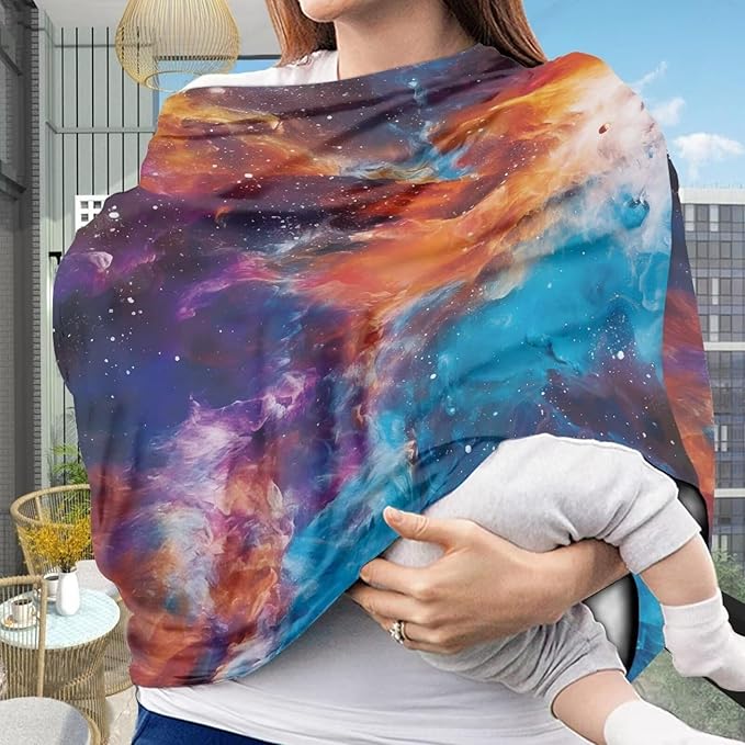 Galaxy Car Seat Cover Multi-Use Breathable Stretchy Nursing Breastfeeding Covers Car Seat Canopy Cover for Babies Dust Cover Privacy Protection