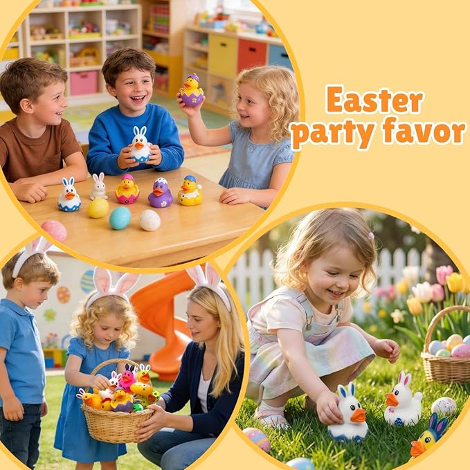 36pcs Easter Rubber Ducks Bulk, 2 Inch Assorted Easter Themed Duckies for Jeep Ducking, Bath Toys, Easter Egg Hunt, Basket Stuffers, Classroom Prizes, Party Favors Gifts for Kids