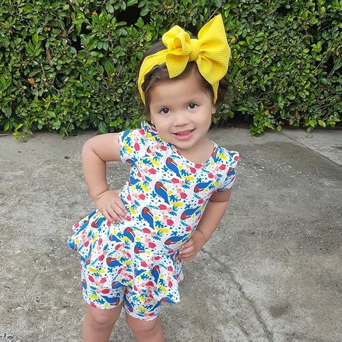 Baby Girl's 8'' Soft Big Bow knot Nylon Headband Toddler Hairband for Photography Travel Party Festivals (Yellow)