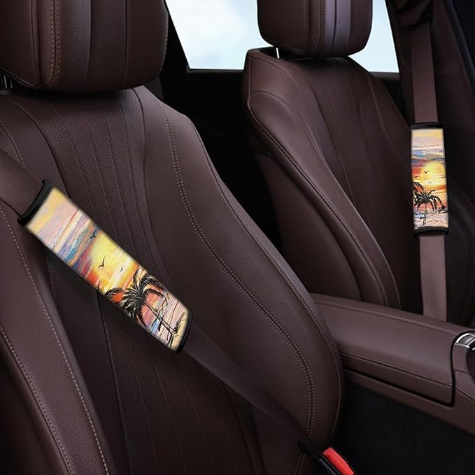 AFPANQZ 2 Pack Automotive Seat Belt Covers Pads Car Accessories Interior Decor Palm Print Safety Seatbelt Cushion Pillow Universal Fit Bag Shoulder Straps Pads