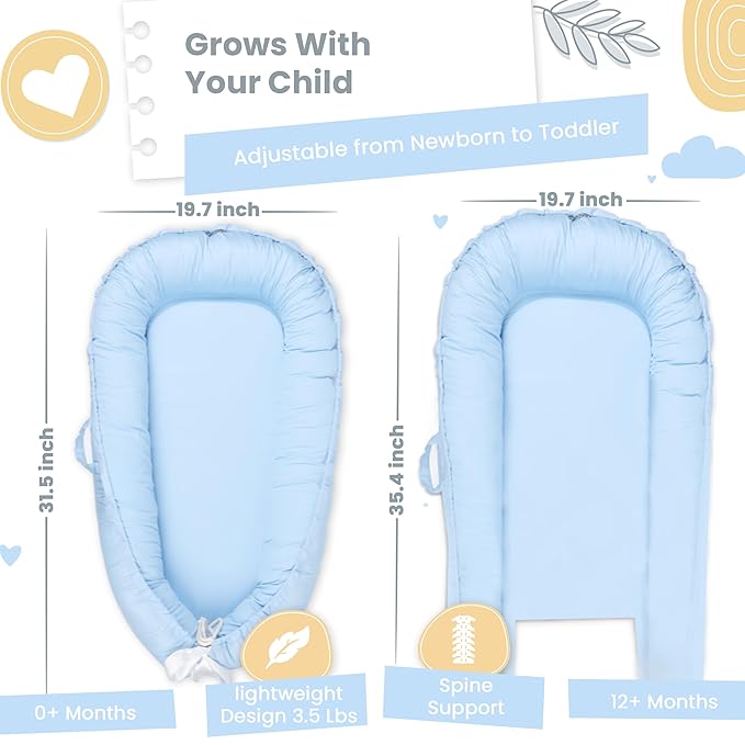 Baby Lounger - Breathable & Soft Baby Lounger for Newborn 0-24 Months, Soft Portable Baby Lounger Pillow, Newborn Babies Essentials, Snuggle Lounger Me